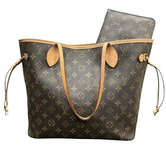 Louis Vuitton Neverfull MM Monogram with Pouchette in Rose Beige - Picture 7 of 8
